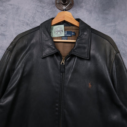 90s Black Polo Ralph Lauren Leather Jacket 5488