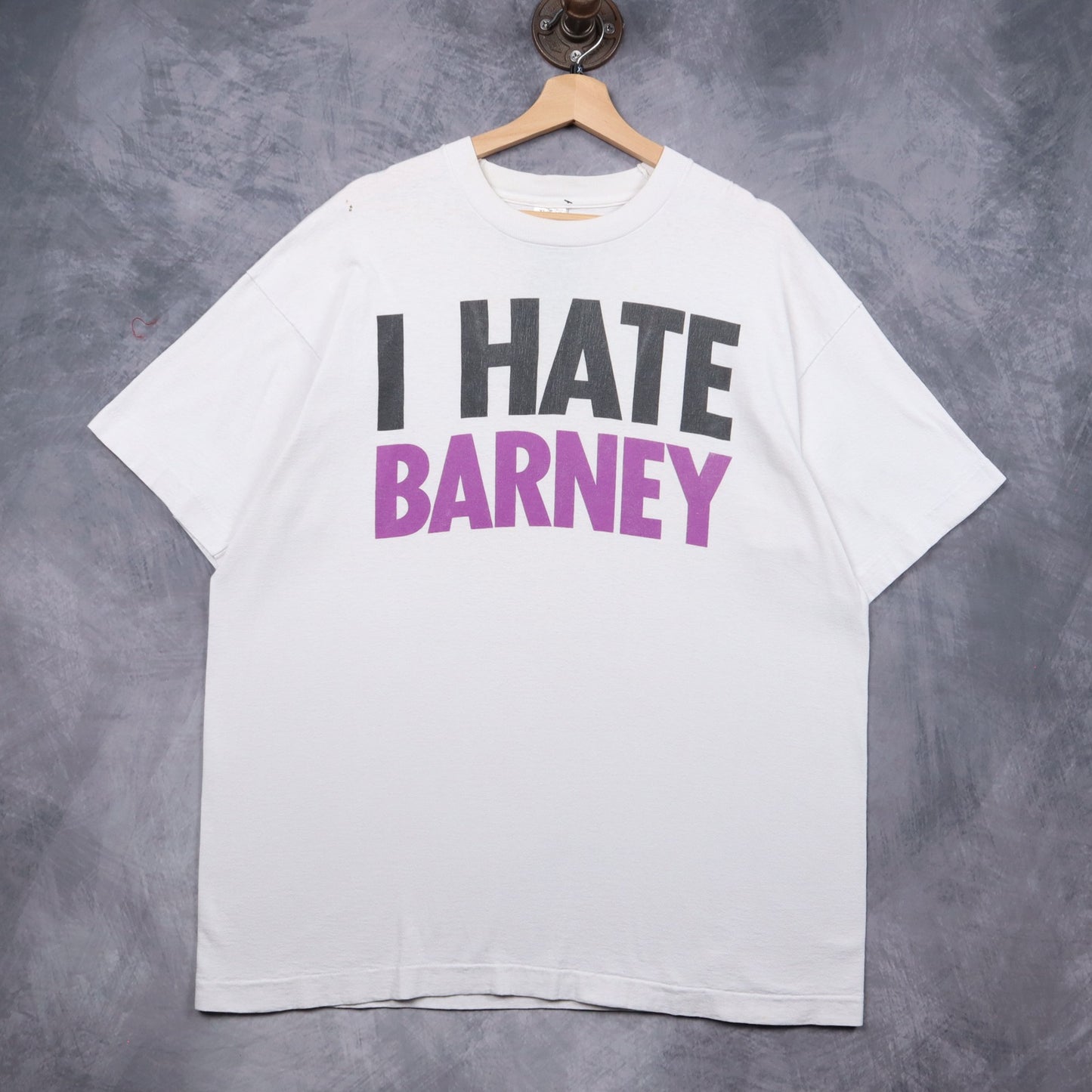 90s White I Hate Barney Shirt 5169