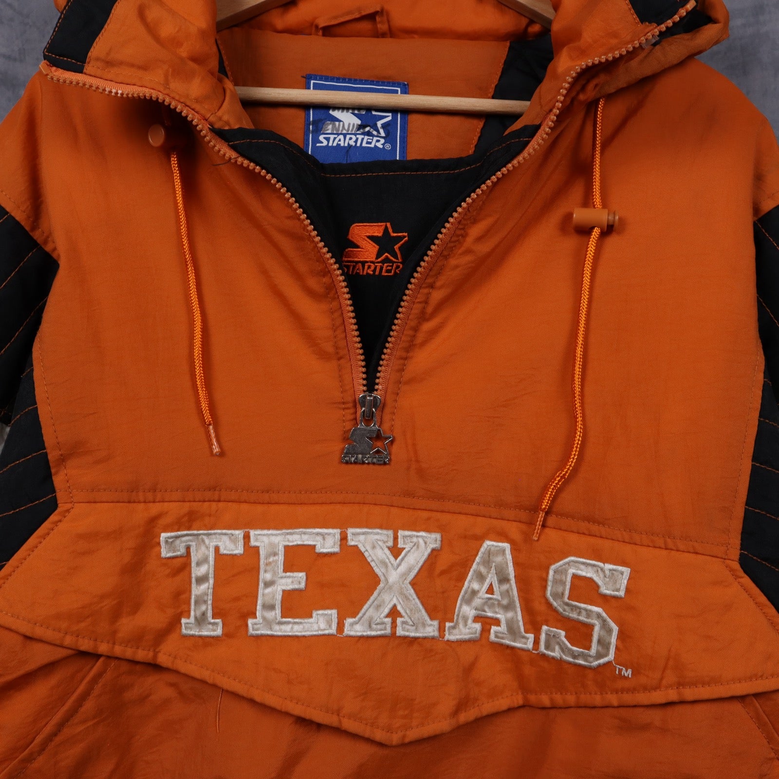 90s Orange Texas Longhorns Starter Hooded Anorak Jacket 5923