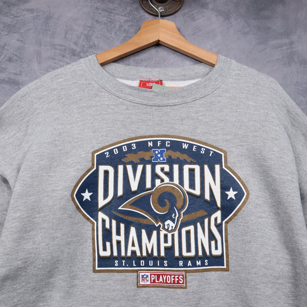 2003 Grey St. Louis Rams NFC West Division Champions Crewneck Sweatshirt 6483