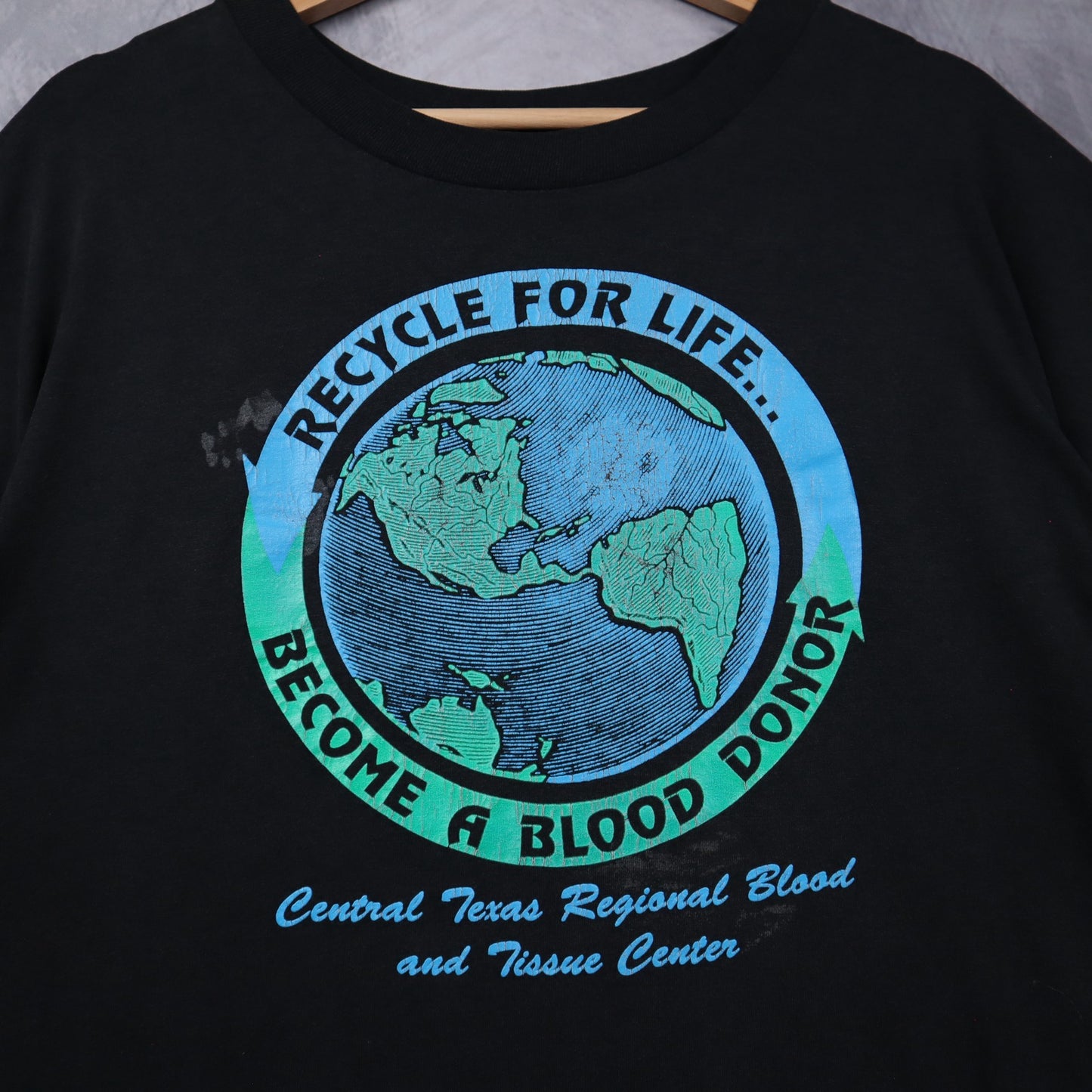 90s Black Recycle For Life Blood Donor Shirt 4641