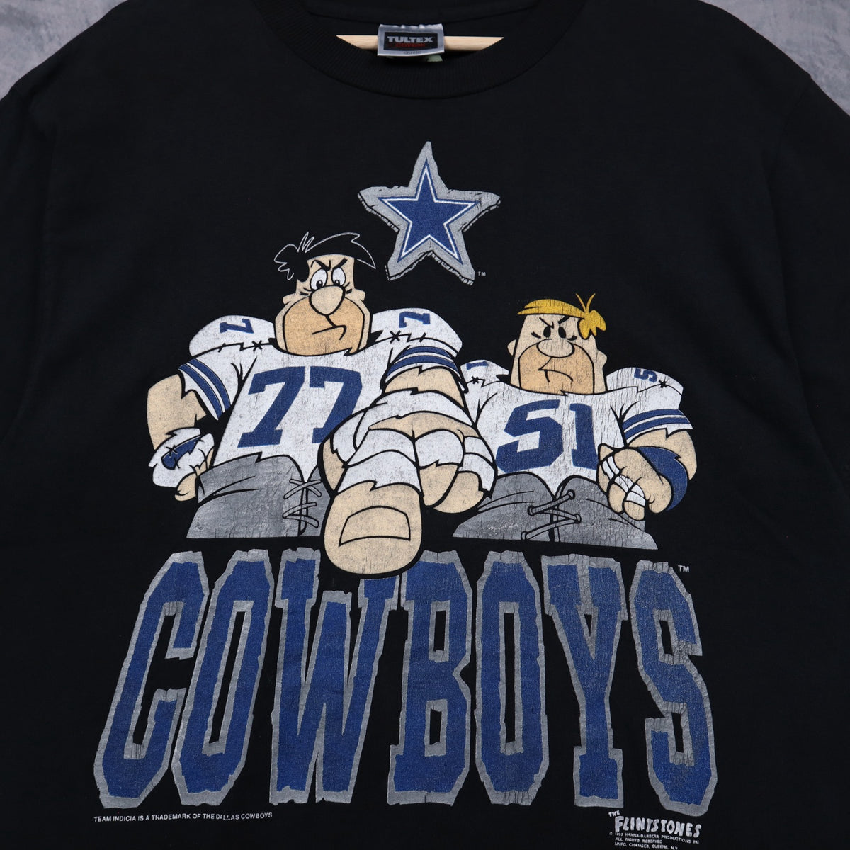 1993 Black Dallas Cowboys x Flintstones Shirt 6738