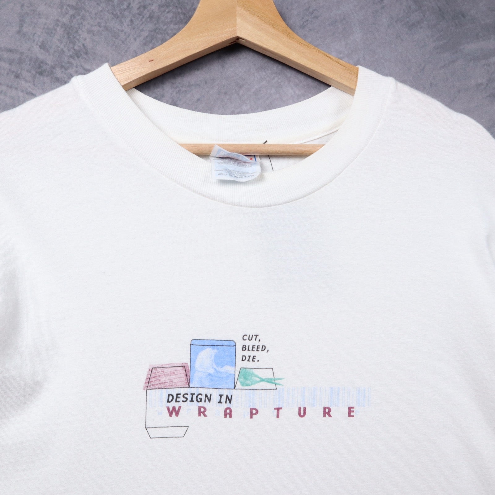 Early 2000s White Wrapture "Cut, Bleed, Die" Design Shirt 5389