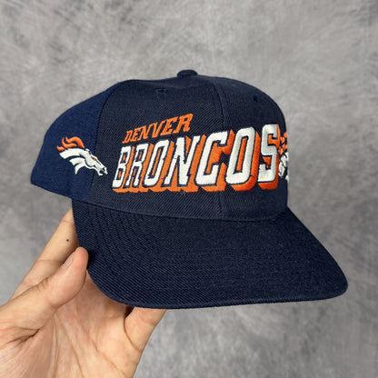 90s Navy Blue Denver Broncos Sports Specialties Grid Hat 6837