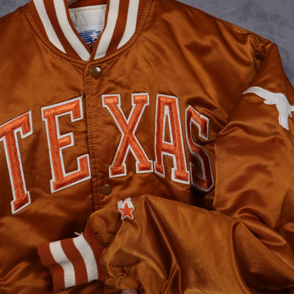 90s Burnt Orange Texas Longhorns Starter Satin Bomber Jacket 5905