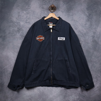 00s Navy Blue Harley Davidson Staff Patch Work Jacket 5075