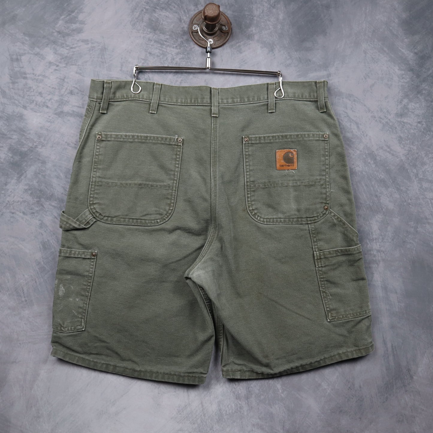 90s Olive Green Carhartt B80 MOS Double Knee Carpenter Shorts 4998