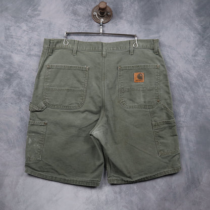 90s Olive Green Carhartt B80 MOS Double Knee Carpenter Shorts 4998