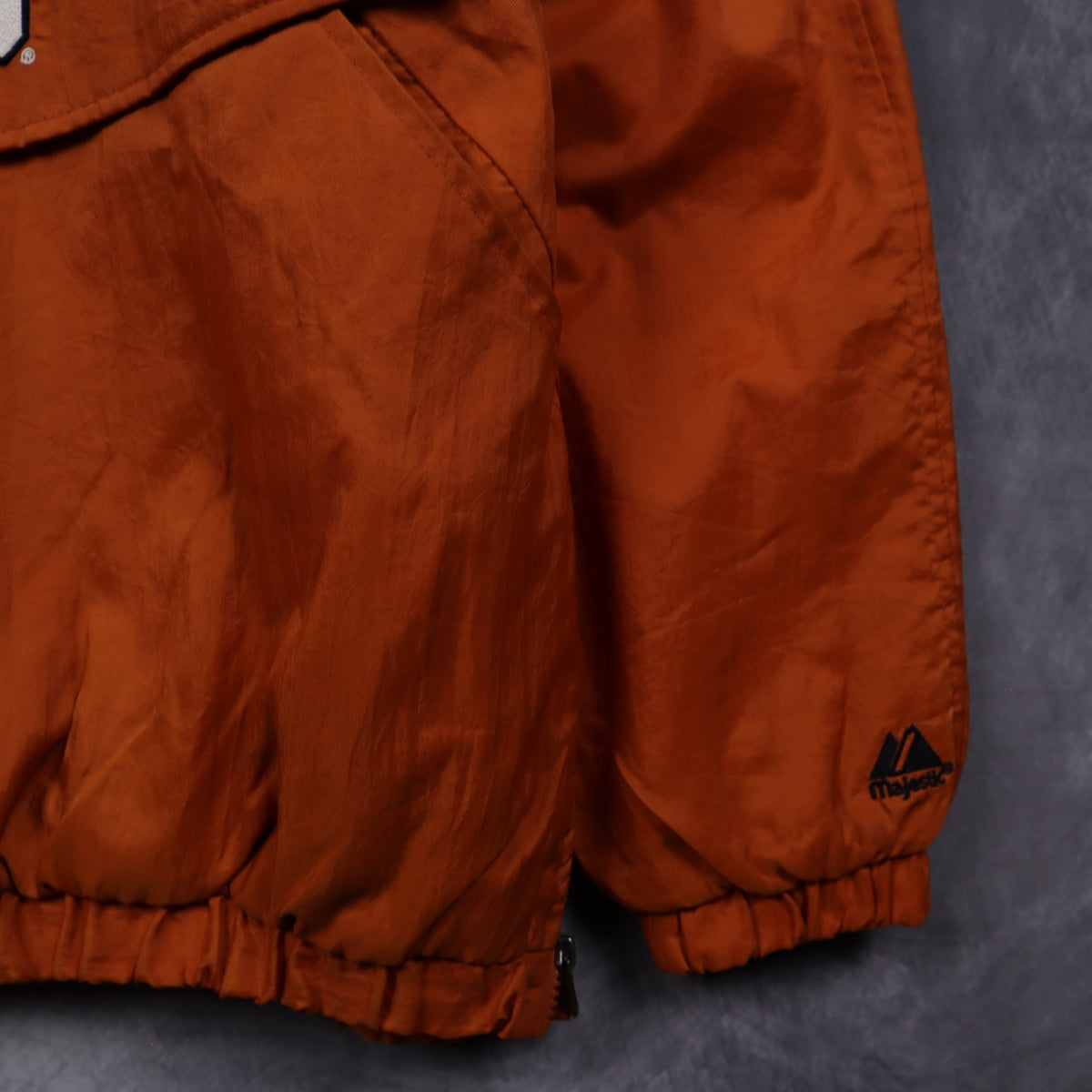 90s Orange Texas Longhorns Majestic Hooded Pullover Jacket 5924