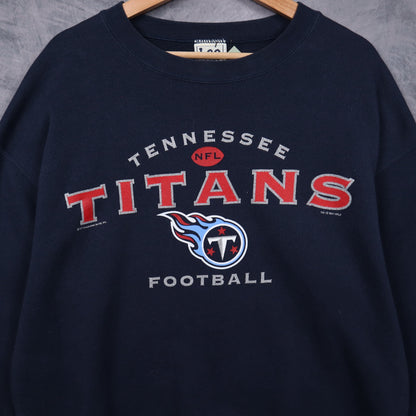 2001 Navy Blue Tennessee Titans Football Crewneck Sweatshirt 6445
