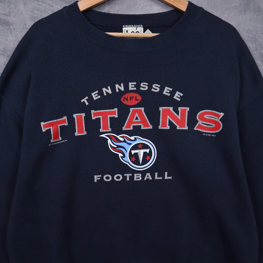 2001 Navy Blue Tennessee Titans Football Crewneck Sweatshirt 6445
