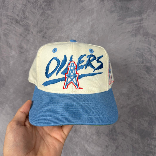 90s Cream Houston Oilers Snapback Hat 6833