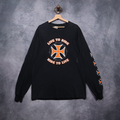 00s Black Live To Ride Chopper Long Sleeve Shirt 4991