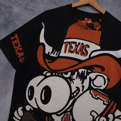90s Black Texas Longhorns Big Print Shirt 5876