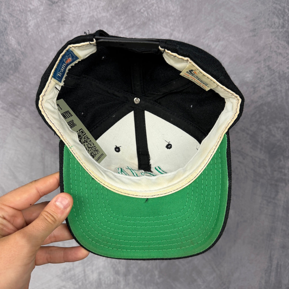 90s Black New York Jets Sports Specialties Script Snapback Hat 6823