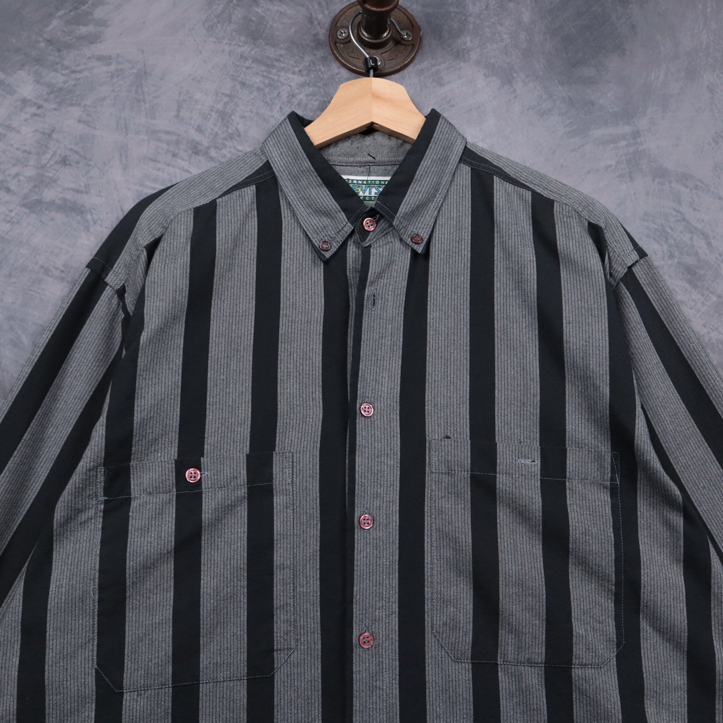 90s Grey Levi's International Collection Striped Long Sleeve Shirt 5133