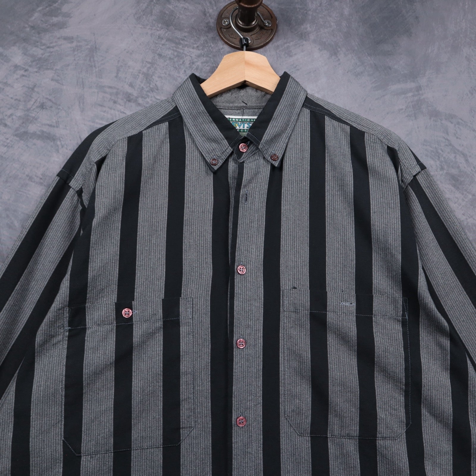 90s Grey Levi's International Collection Striped Long Sleeve Shirt 5133
