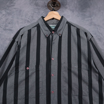 90s Grey Levi's International Collection Striped Long Sleeve Shirt 5133