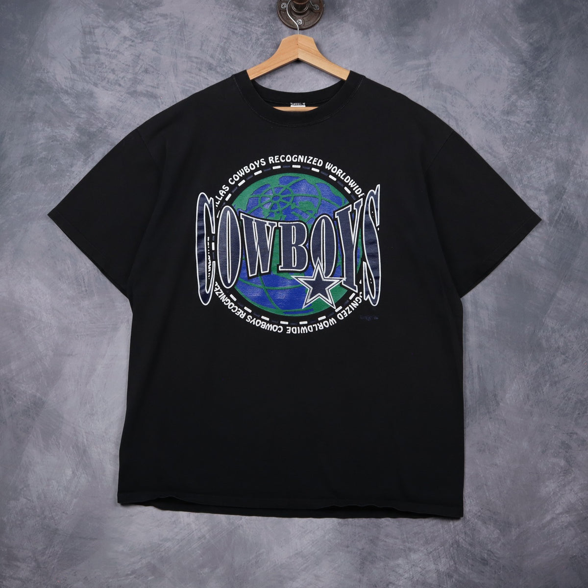 90s Black Dallas Cowboys Recognized Worldwide Shirt 6748