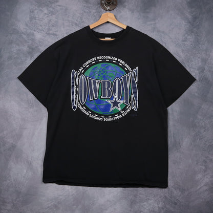 90s Black Dallas Cowboys Recognized Worldwide Shirt 6748