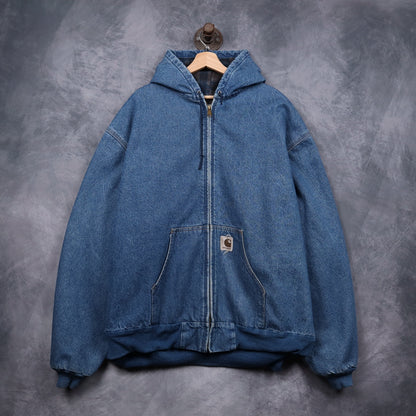 90s Denim Carhartt Flannel Lined Hooded Active Jacket 4798