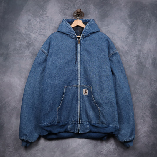 90s Denim Carhartt Flannel Lined Hooded Active Jacket 4798