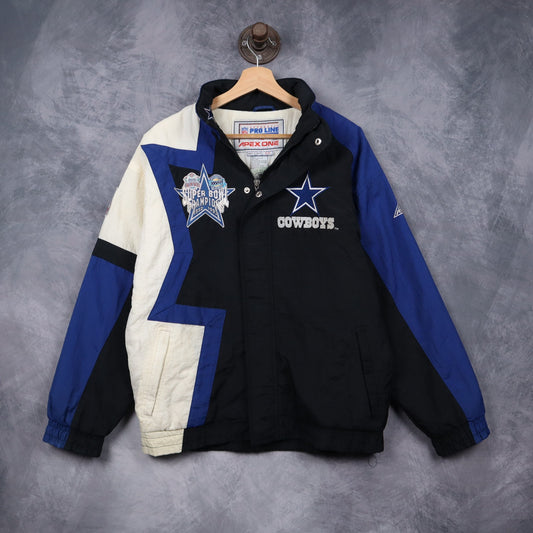 90s Black Dallas Cowboys Super Bowl Champions Apex One Jacket 6494