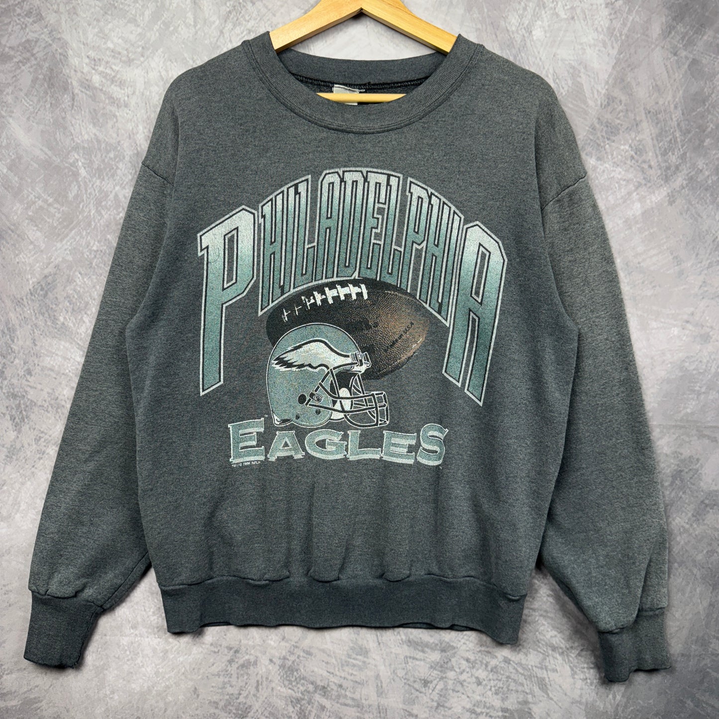 1996 Faded Black Philadelphia Eagles Crewneck Sweatshirt 4103