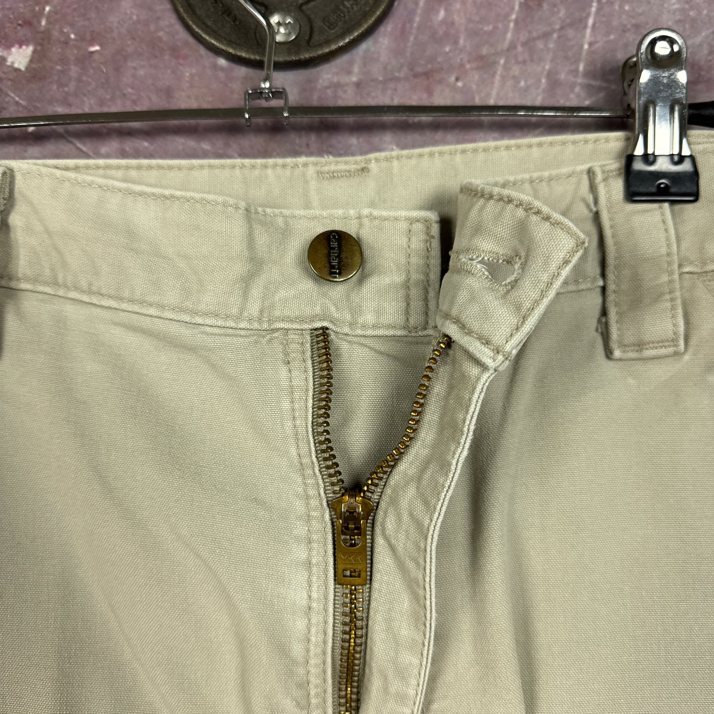 00s Tan Brown Baggy Carhartt Carpenter Painter Work Shorts 35x9.5 2794