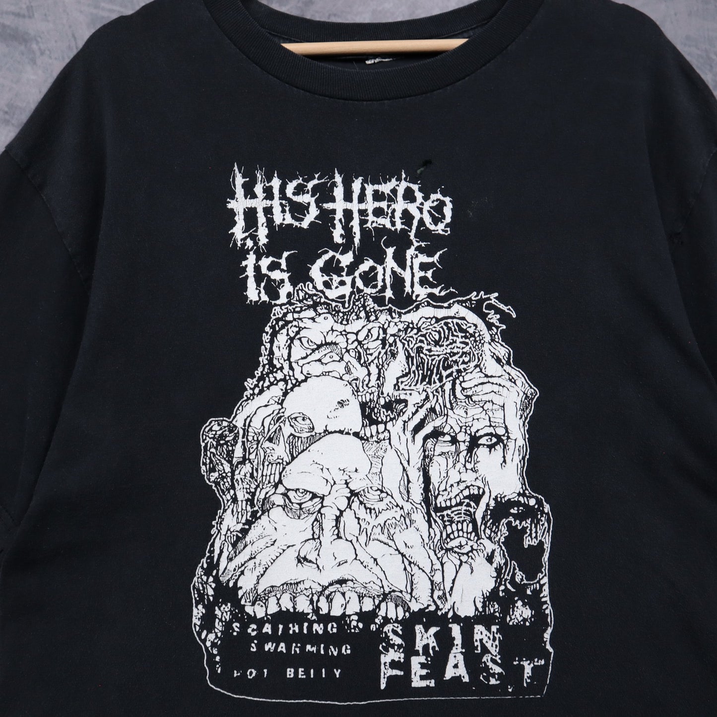 00s Black His Hero Is Gone Skin Feast Shirt 4977