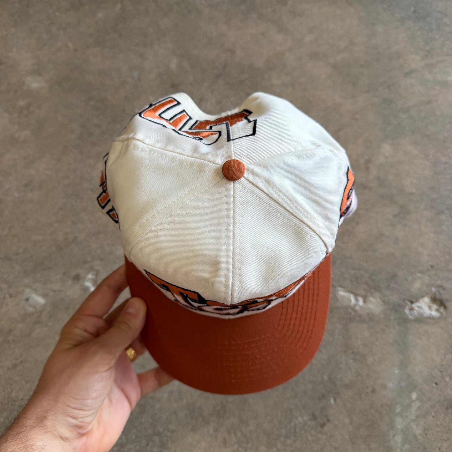 90s Cream Texas Longhorns Graffiti Snapback Hat 5767