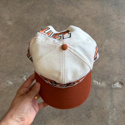 90s Cream Texas Longhorns Graffiti Snapback Hat 5767