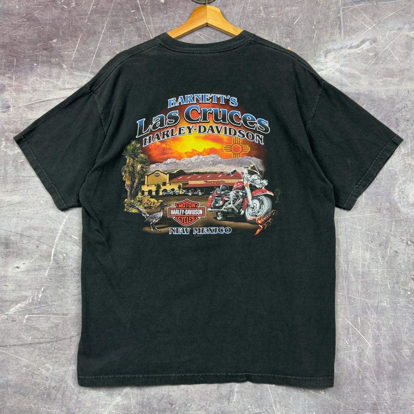 00s Faded Black Harley Davidson New Mexico Motorcycle Graphic Shirt XL 0922