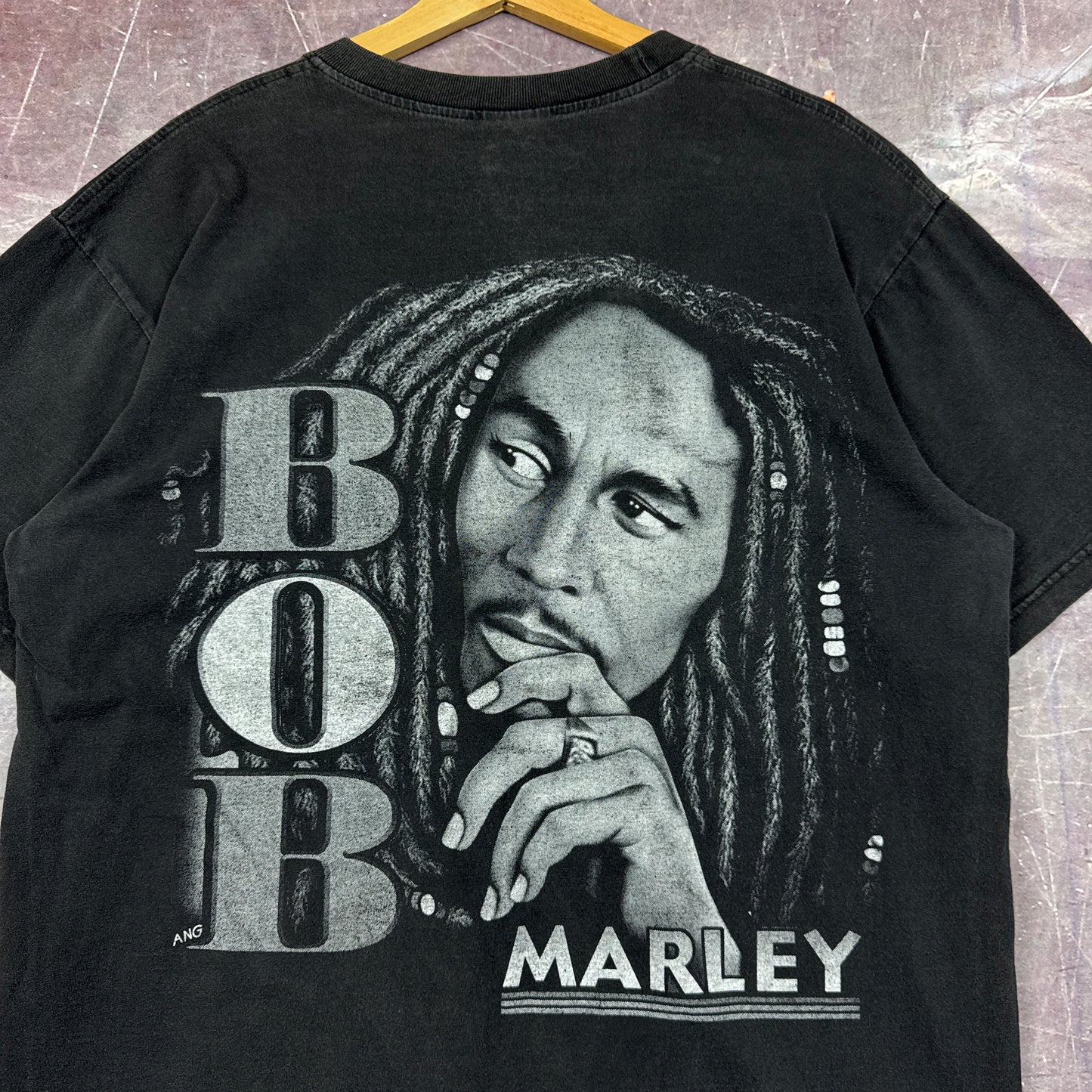 Early 00s Black Bob Marley Rap Tee Style Graphic Shirt L 2845