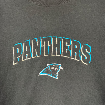 90s Black Carolina Panthers NFL Embroidered Crewneck  Sweatshirt L 0031