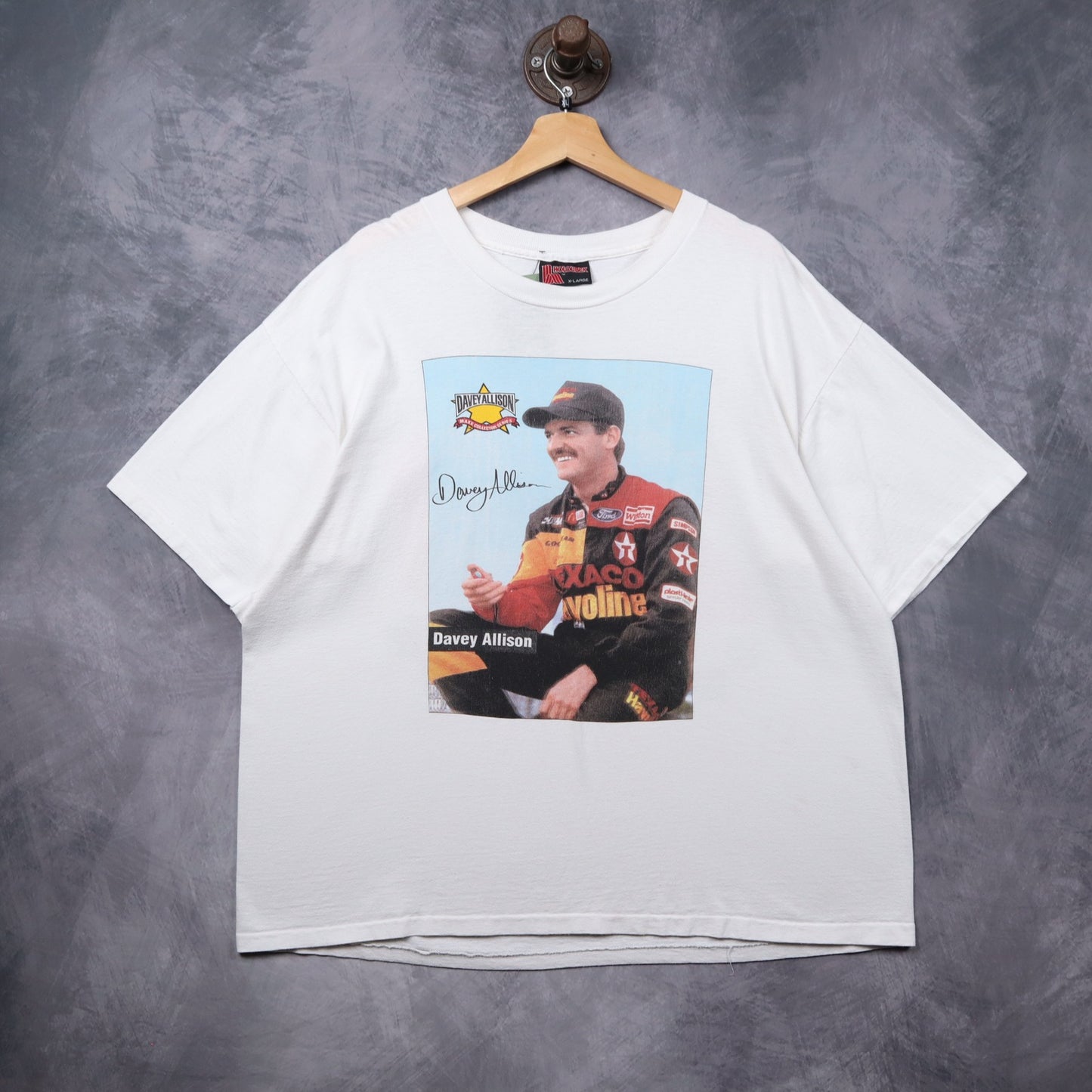 90s White Davey Allison Maxx Collector Series NASCAR Shirt 5387