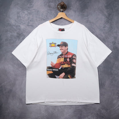 90s White Davey Allison Maxx Collector Series NASCAR Shirt 5387