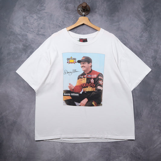 90s White Davey Allison Maxx Collector Series NASCAR Shirt 5387