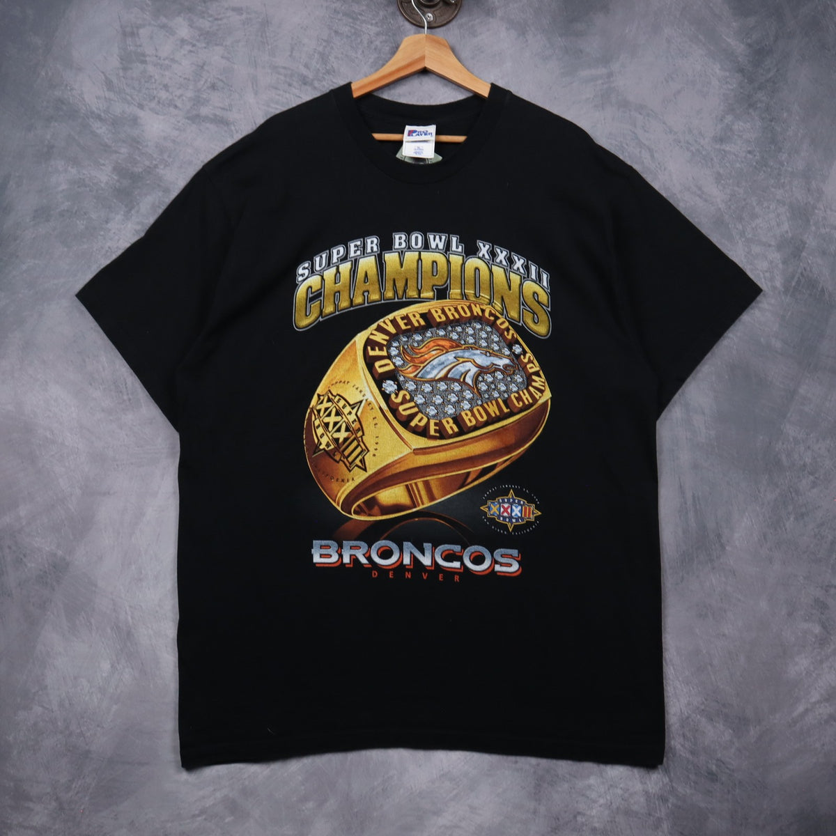 1998 Black Denver Broncos Super Bowl XXXII Champions Shirt 6793