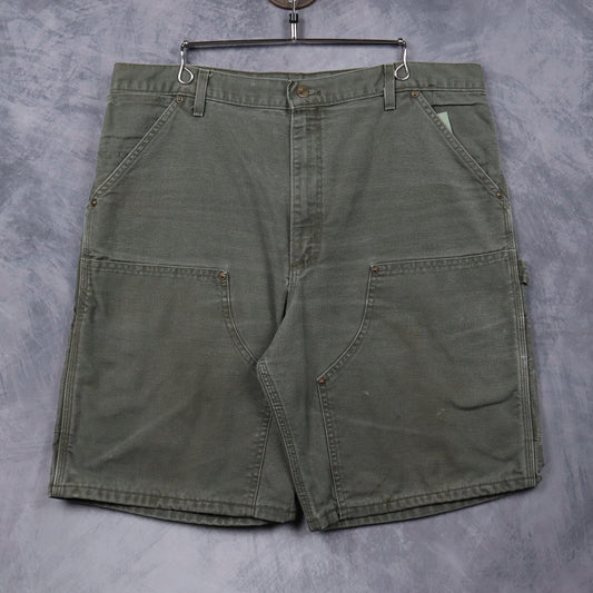 90s Olive Green Carhartt B80 MOS Double Knee Carpenter Shorts 4998