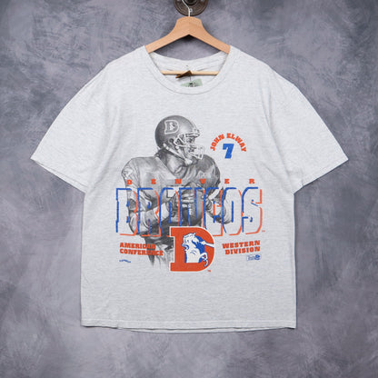 90s Grey Denver Broncos John Elway Shirt 6701