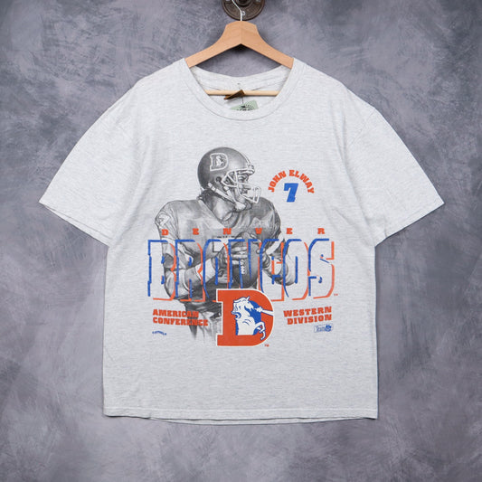 90s Grey Denver Broncos John Elway Shirt 6701