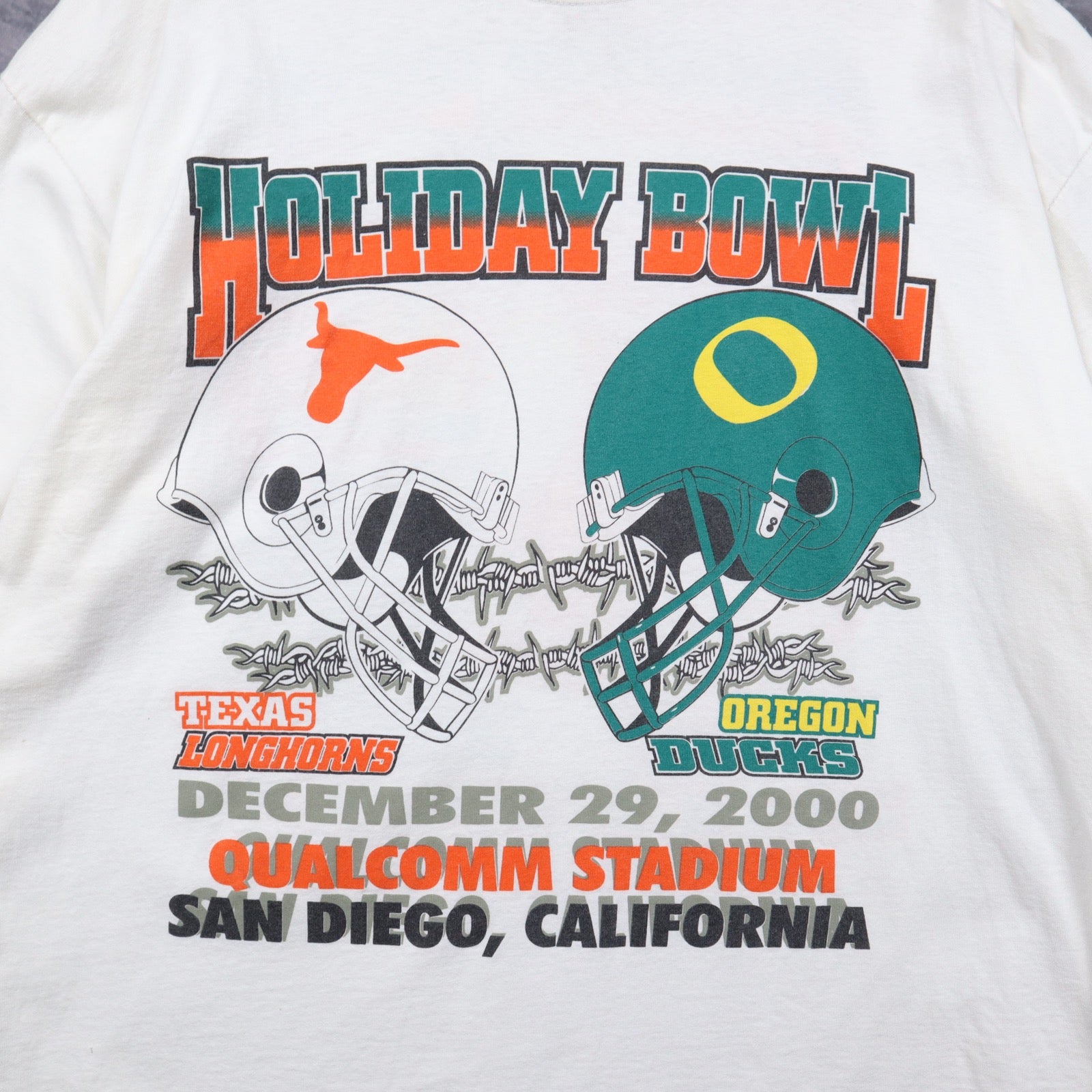 2000 White Holiday Bowl Texas vs Oregon Long Sleeve Shirt 5812