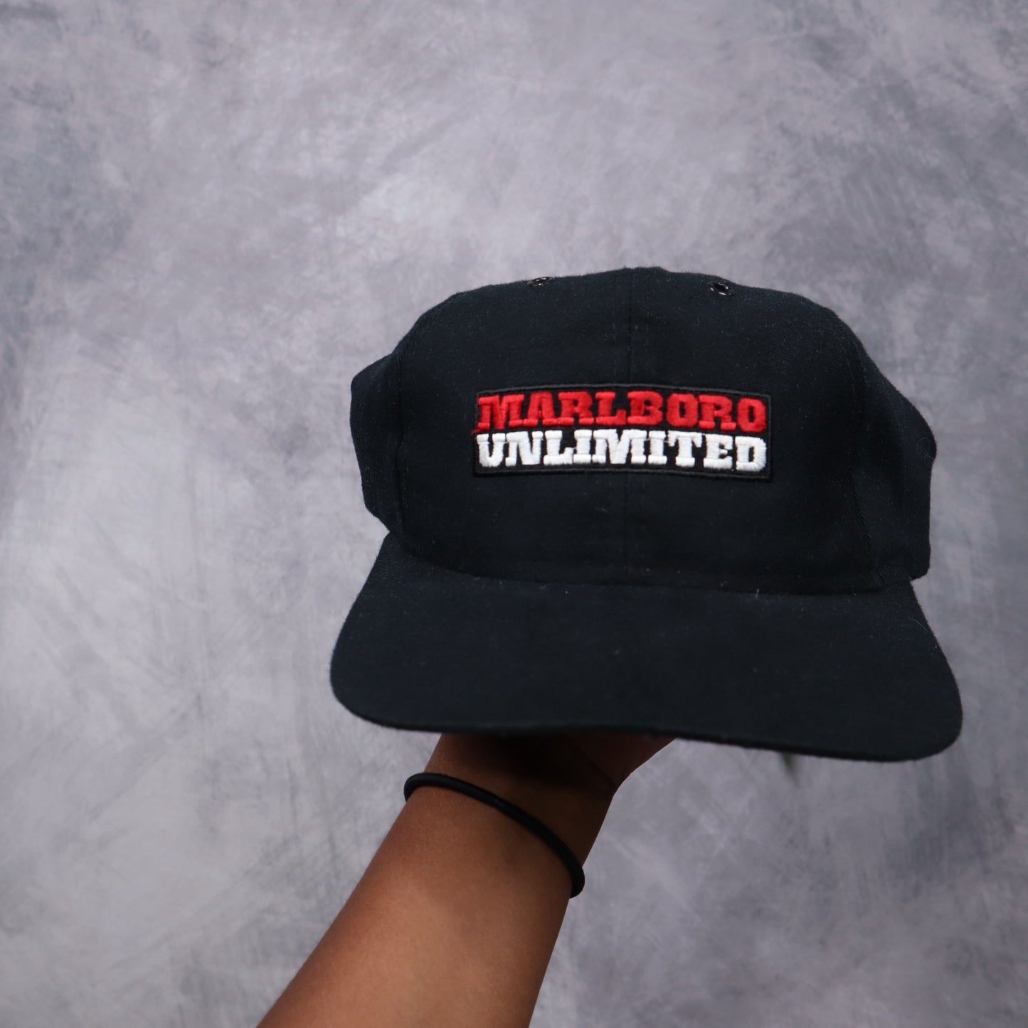 90s Black Marlboro Unlimited Snapback Hat 5516