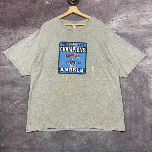 2002 Light Gray Anaheim Angels World Series Champions Baseball Graphic Shirt XL 1168