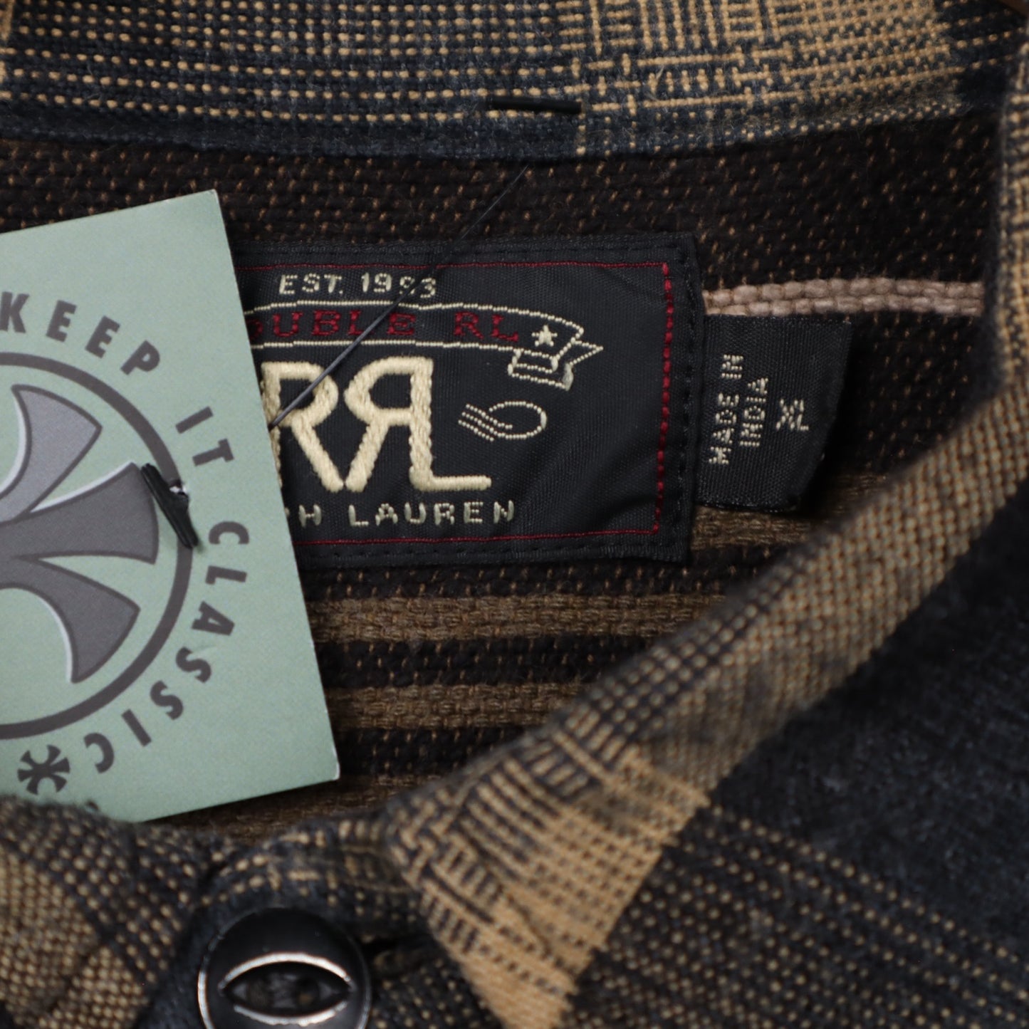 00s Black & Tan RRL Ralph Lauren Two Ply Thick Plaid Flannel 5485