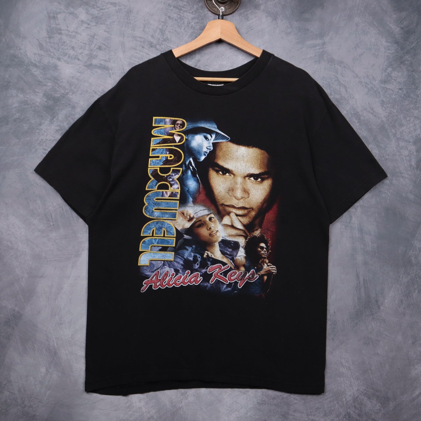 2001 Black Maxwell & Alicia Keys Tour Rap Tee Shirt 5581