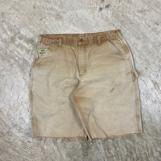 Early 00s Tan Brown Carhartt Baggy Carpenter Work Shorts 34x11 BA17