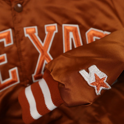 90s Burnt Orange Texas Longhorns Starter Satin Bomber Jacket 5907