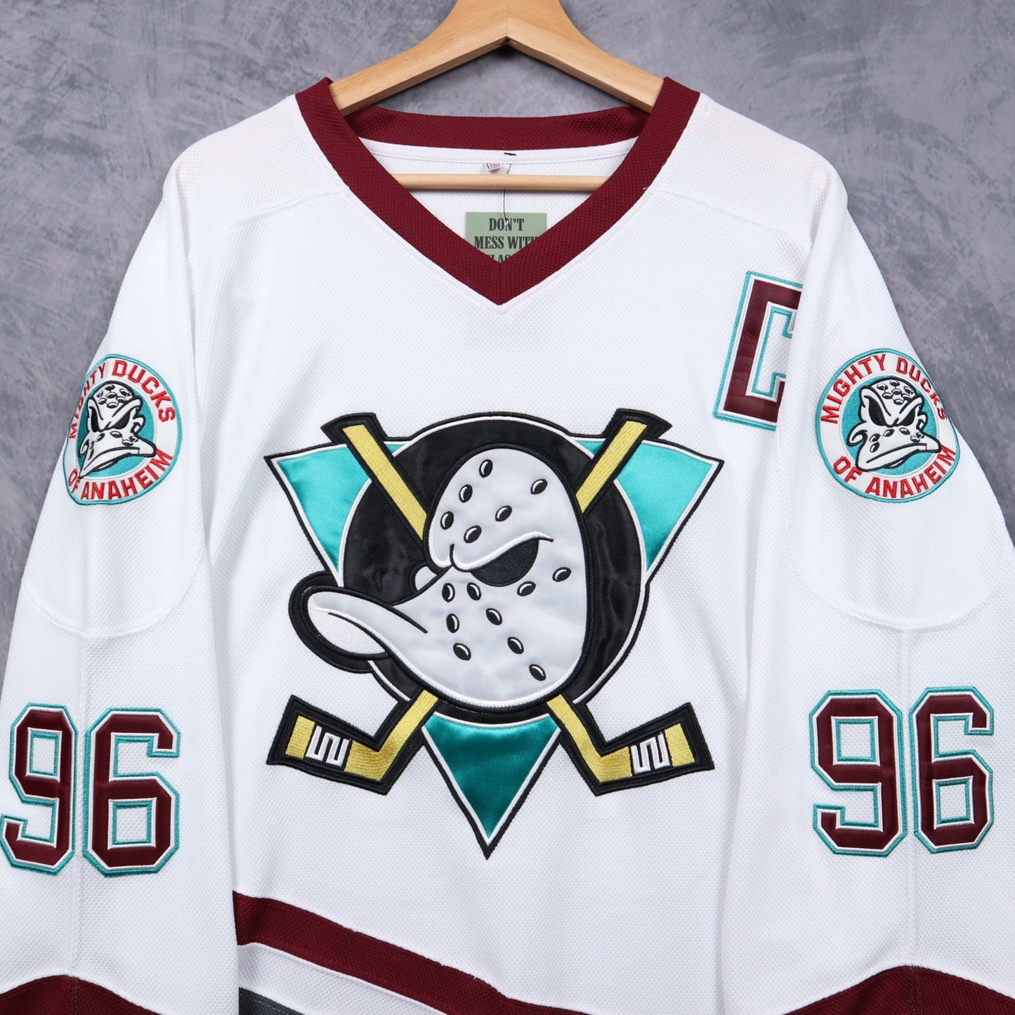 90s White Mighty Ducks of Anaheim Conway #96 Hockey Jersey 4873